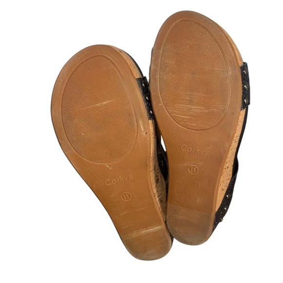 CORKY’s Boutique Ashley black glitter wedge sandals women’s shoes size 11 - Picture 10 of 14